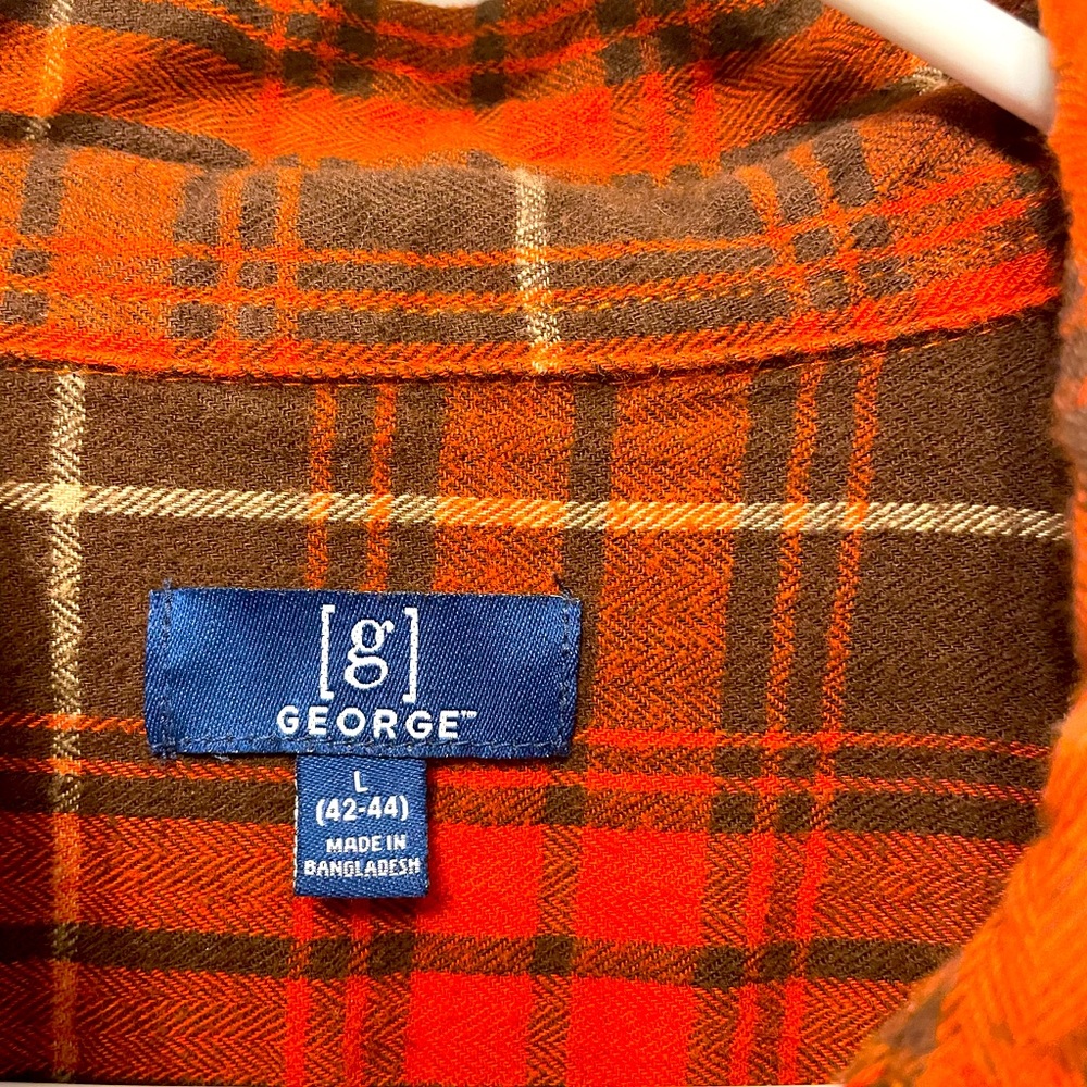 Men’s L George Long Sleeve Plaid Flannel Button-Up Shirt